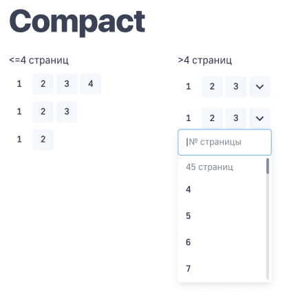 Compact search input page number